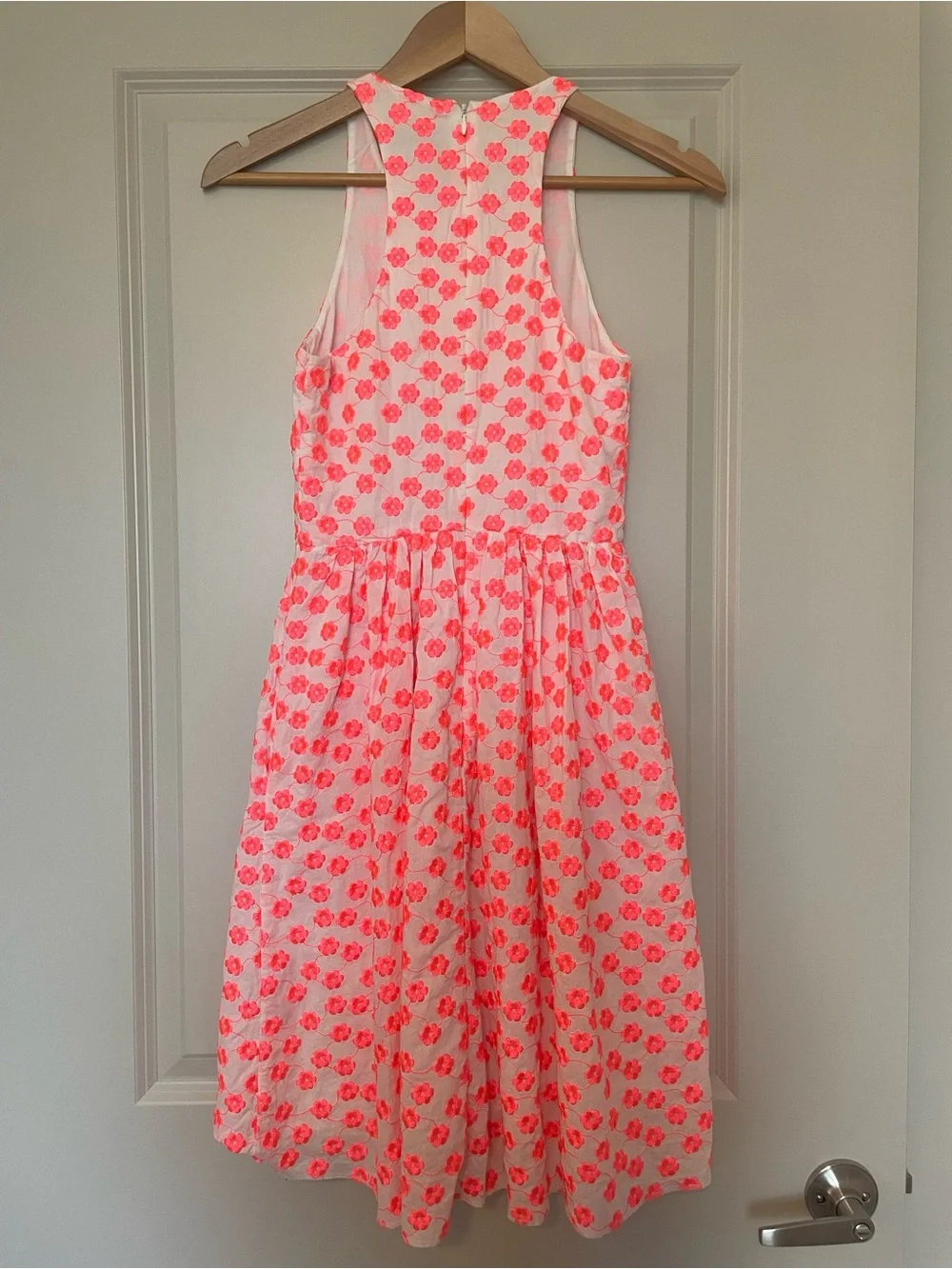 J.Crew Neon Pink Embroidered Floral Racerback Dress